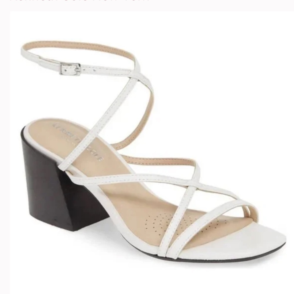 Kenneth Cole New York Size 9.5 Women's Martha Strappy Block Heel Sandal, White